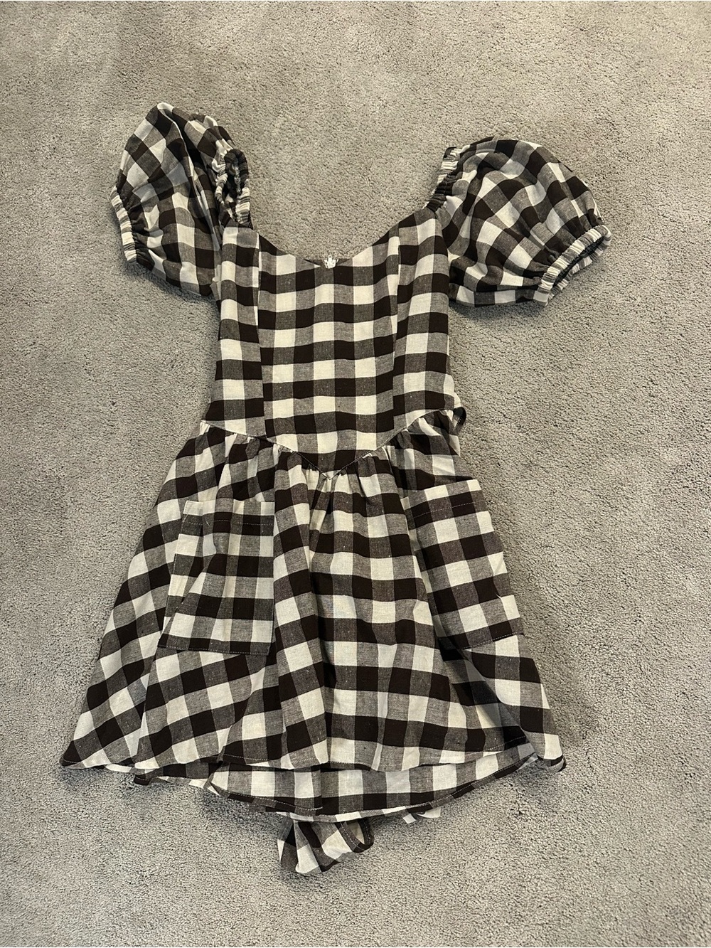 Fashion Brand Company Gingham Puff-Sleeve Virgin Dress